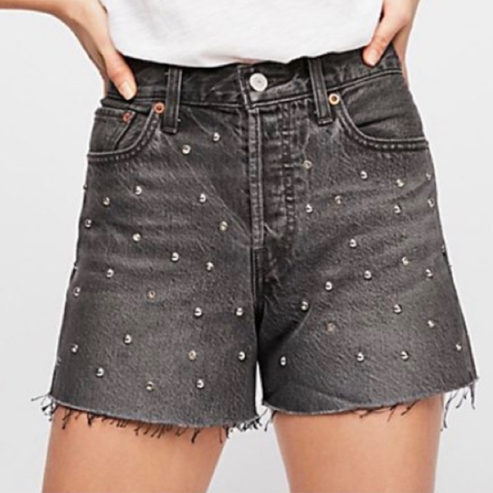 Levi’s Studded Black High Rise Wedgie Jean Shorts
